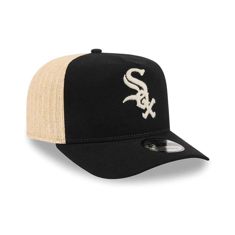 Pictured is this MLB Grained Chicago White Sox 9FIFTY A-Frame Snapback cap in black. 4