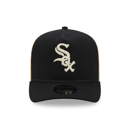 Pictured is this MLB Grained Chicago White Sox 9FIFTY A-Frame Snapback cap in black. 3