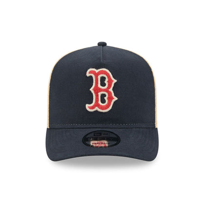 Pictured is this MLB Grained Boston Red Sox 9FIFTY A-Frame Snapback cap in navy. 3