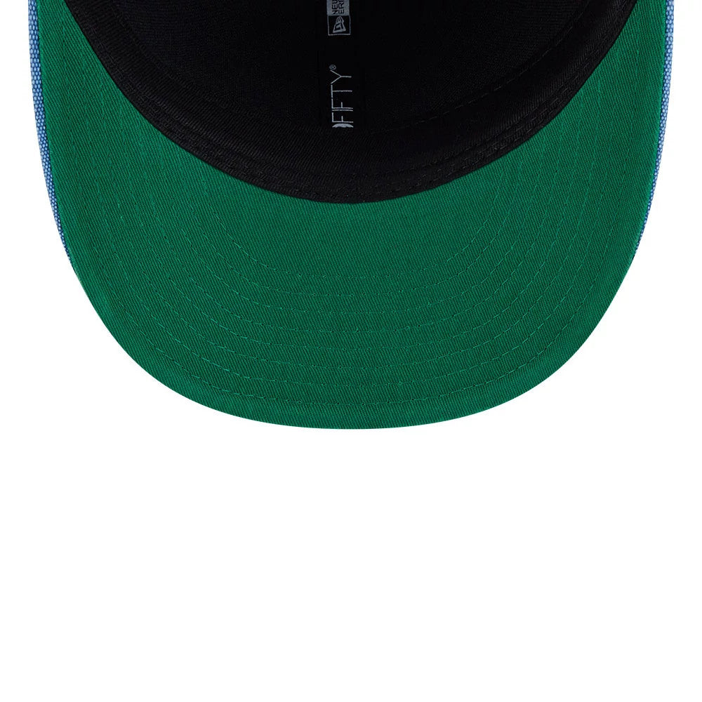 Pictured is this NBA Hardwood Classic Golden State Warriors 59FIFTY Fitted cap in blue. 2