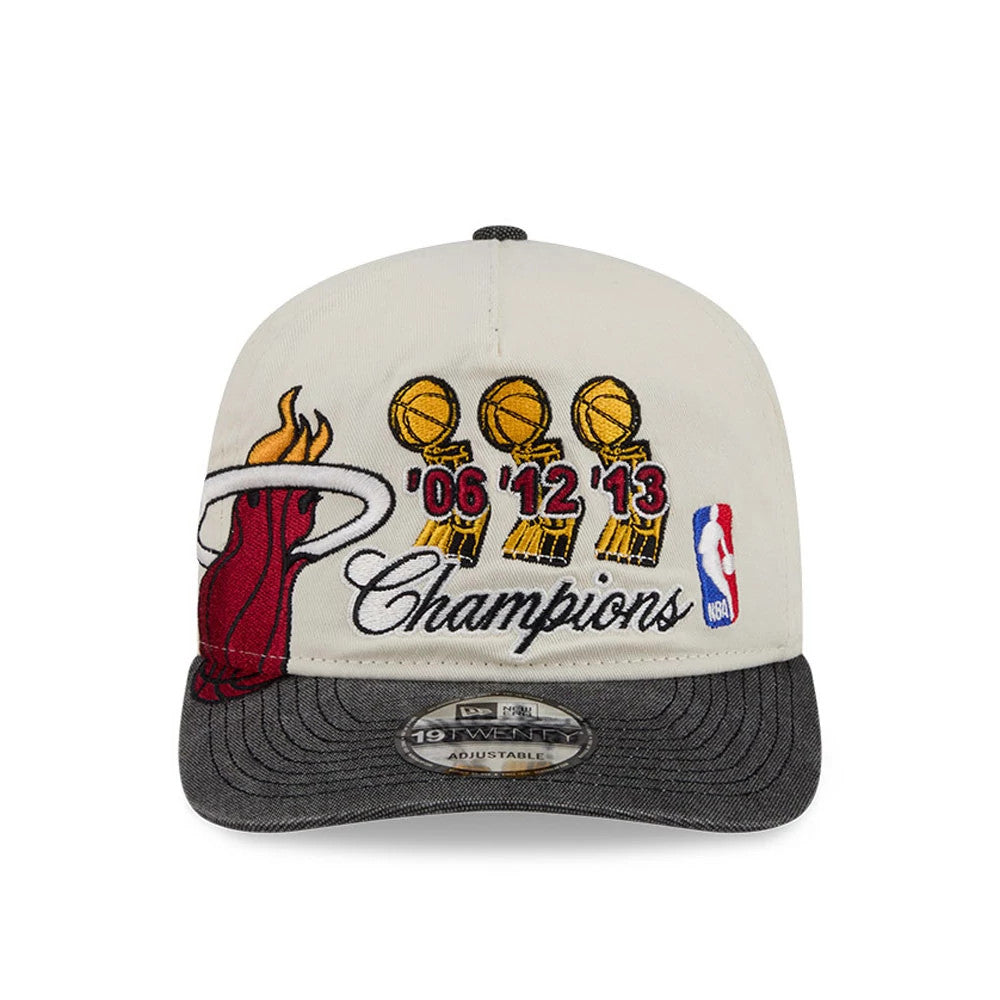 Pictured is this NBA Hardwood Classic Miami Heat 19TWENTY cap in Cream. 3