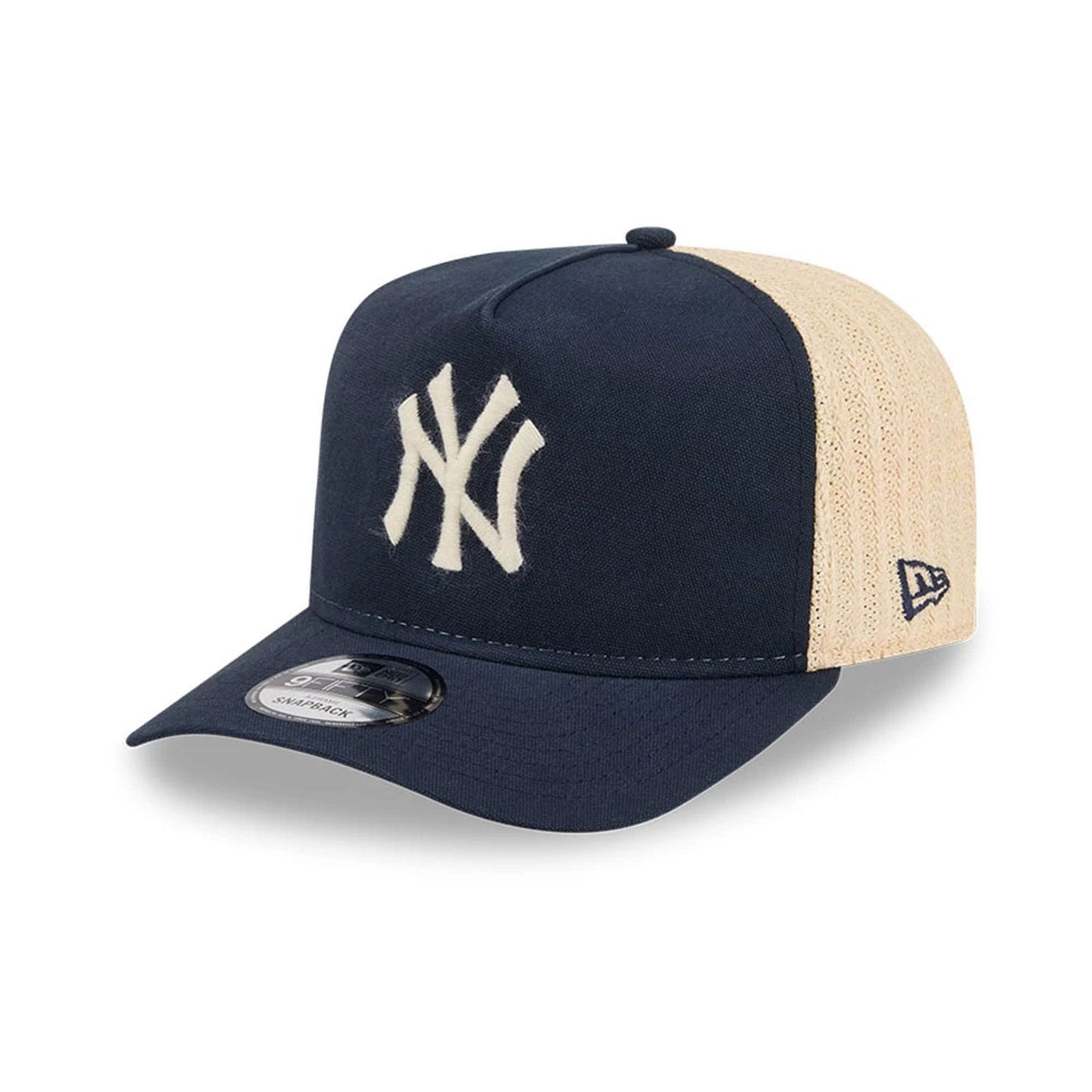 Pictured is this MLB Grained New York Yankees 9FIFTY A-Frame Snapback cap in navy. 1