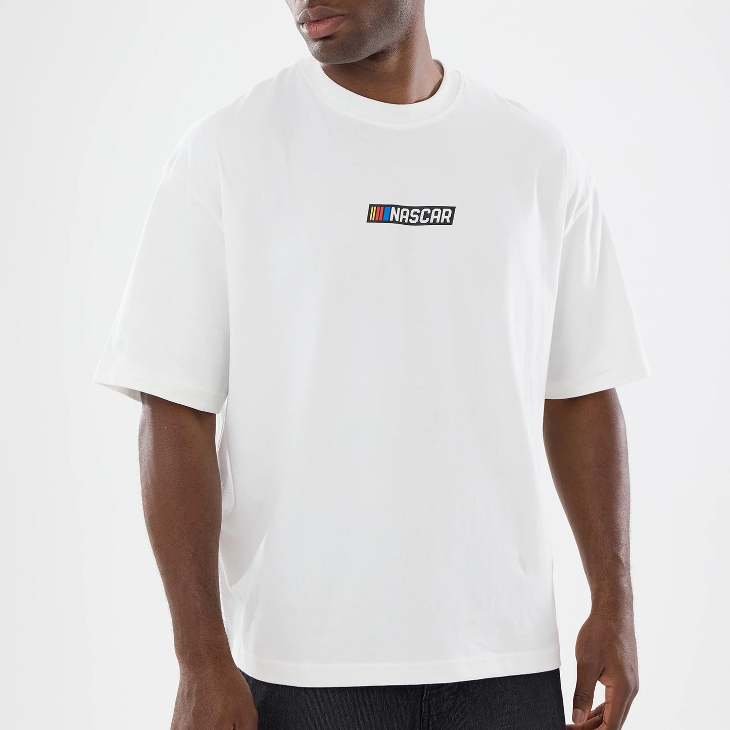 The model is wearing this Nascar Logo T-Shirt in white. 6