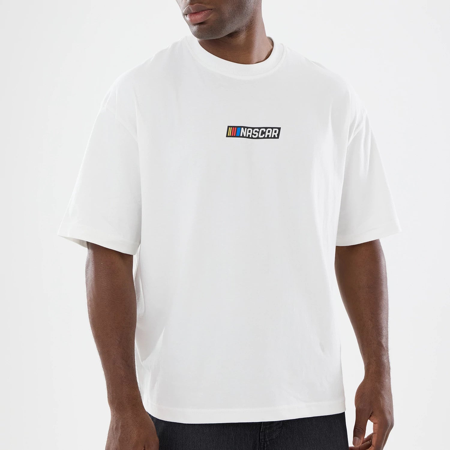 The model is wearing this Nascar Logo T-Shirt in white. 6