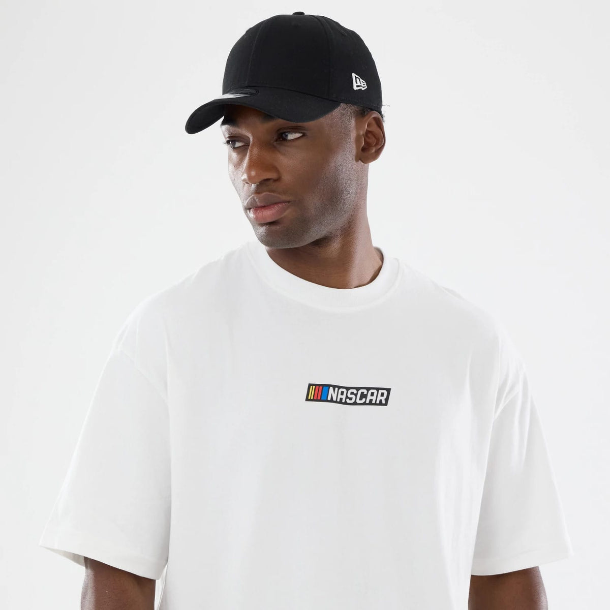 The model is wearing this Nascar Logo T-Shirt in white. 4