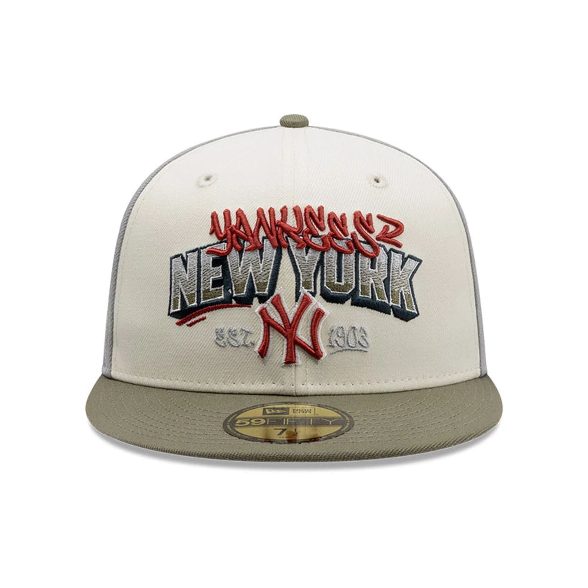 Pictured is this MLB Tagged New York Yankees 59FIFTY Fitted cap in grey. 3