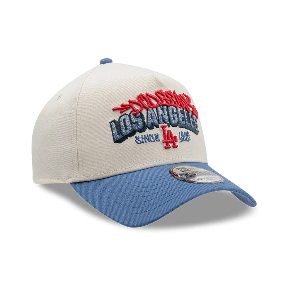 Pictured is this MLB Tagged LA Dodgers 9FORTY A-Frame cap in light beige. 3