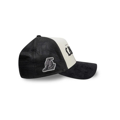 Pictured is this NBA Old English LA Lakers 9FORTY A-Frame cap in white. 5