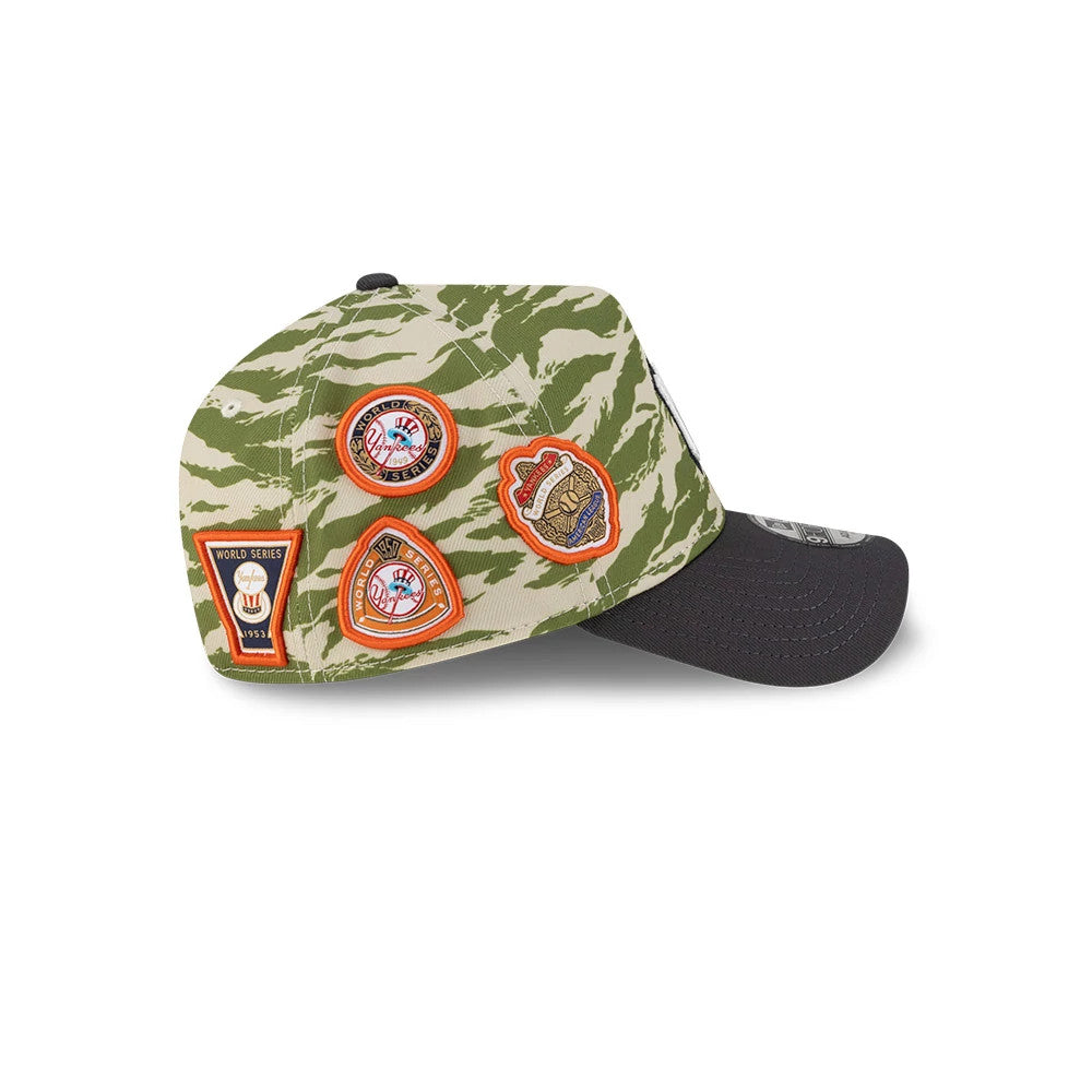 Pictured is this MLB Tiger Camo New York Yankees 9FORTY A-Frame cap in Green. 7