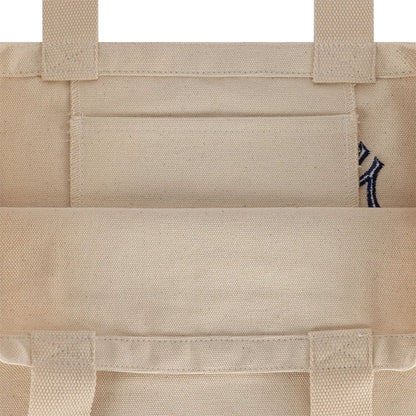 Pictured is this MLB Cap Graphic New York Yankees Tote Bag in light beige. 4