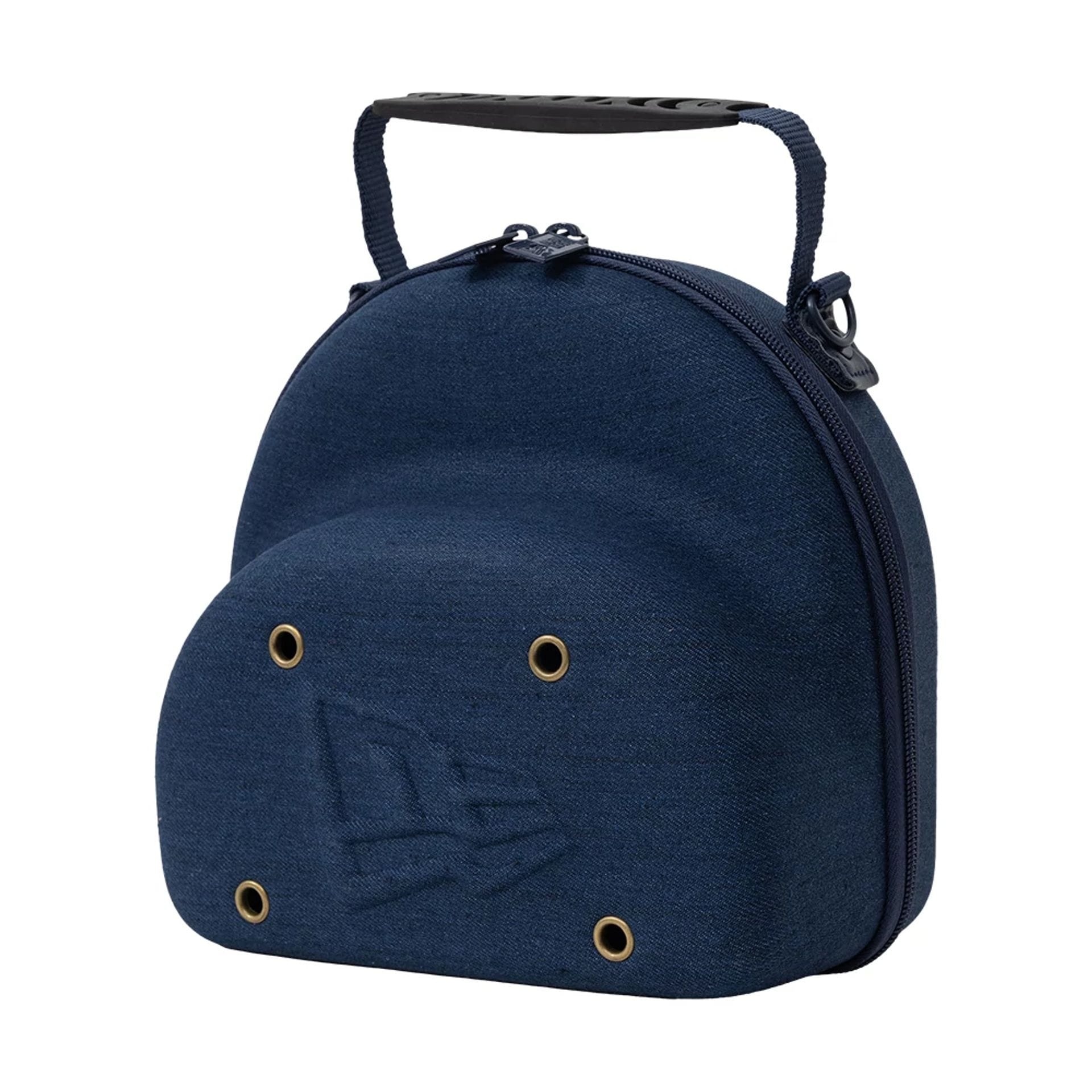 Pictured is this New Era Denim 2Pk 59FIFTY Cap Carrier in navy. 1