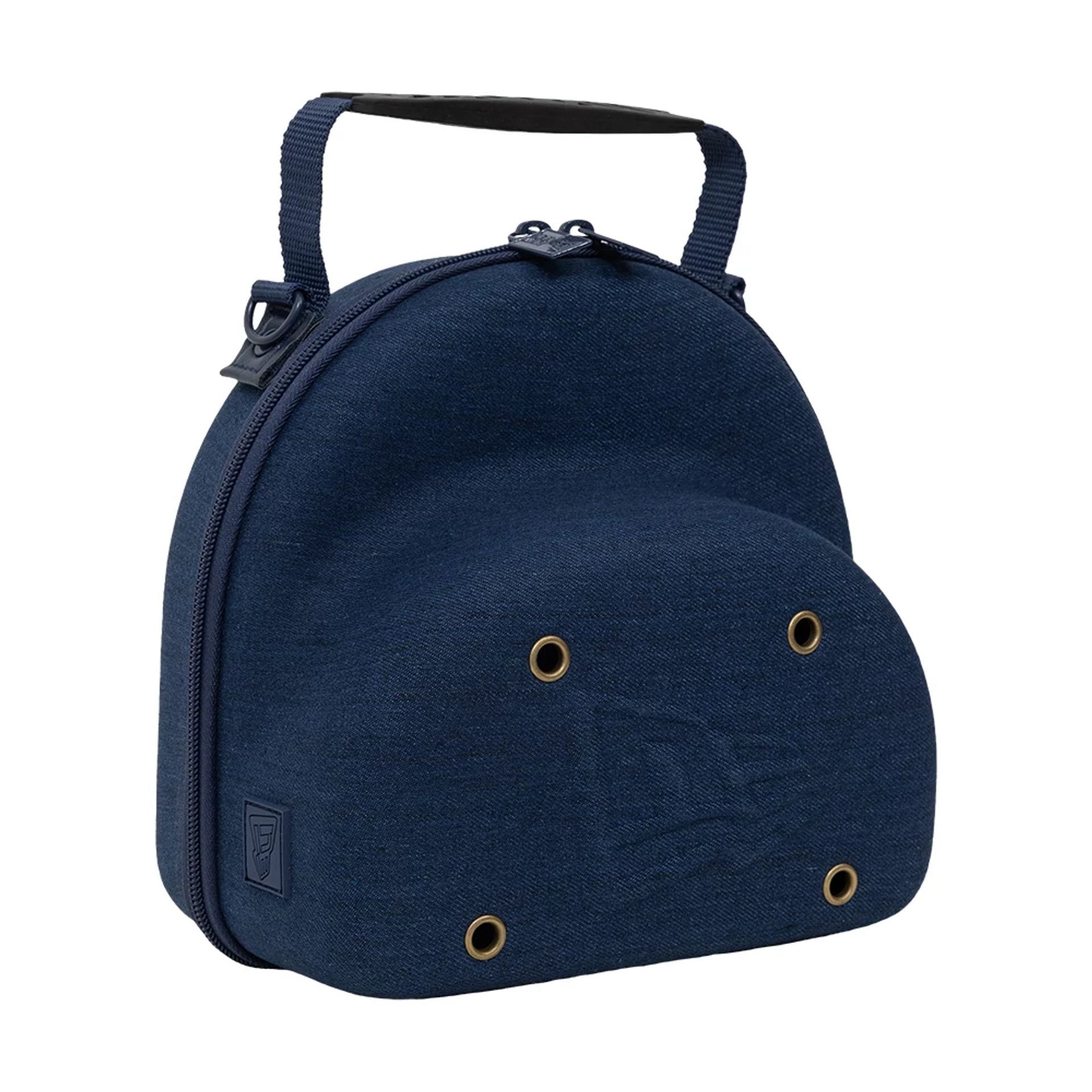 Pictured is this New Era Denim 2Pk 59FIFTY Cap Carrier in navy. 4