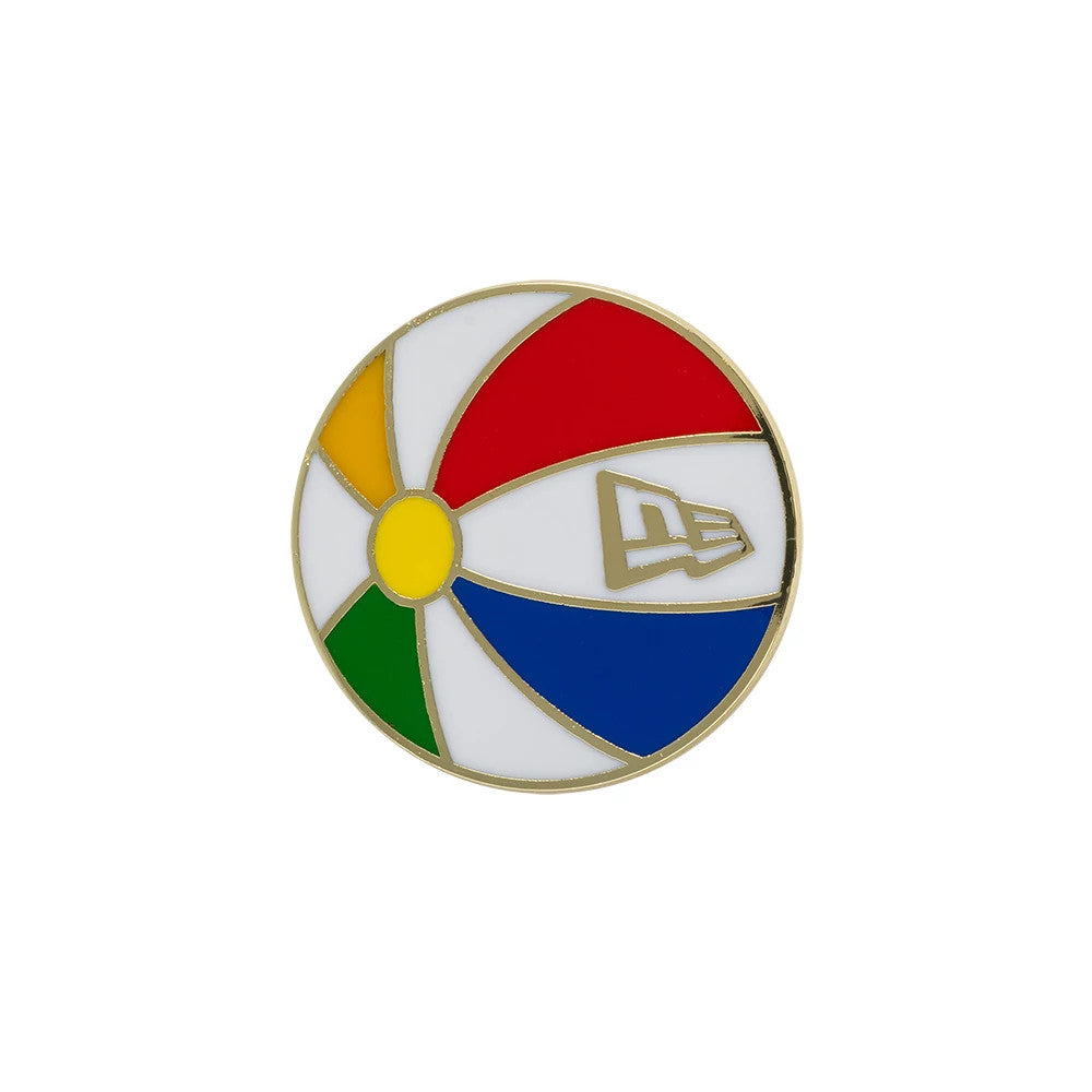 Pictured is this New Era Beachball Pin Badge in gold. 1