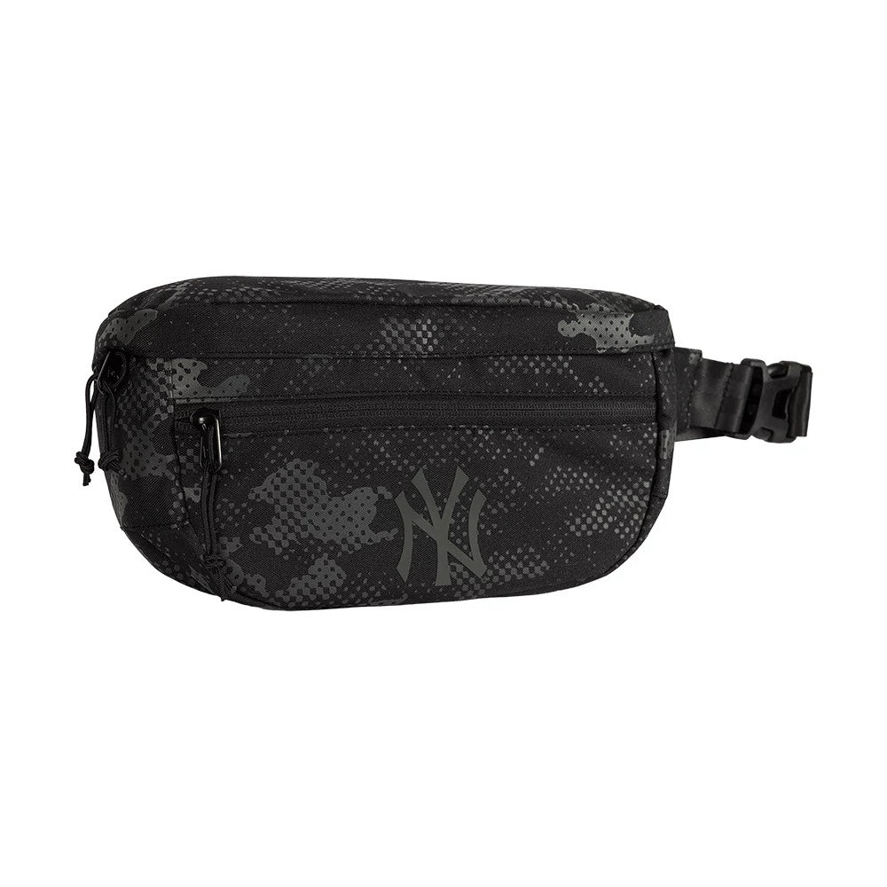 Pictured is this MLB Camo New York Yankees Waist Bag in black. 3