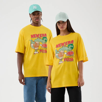 The model is wearing this New Era Alligator Character Graphic T-Shirt in yellow. 1