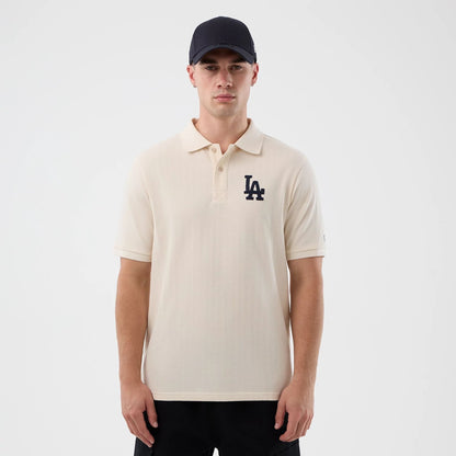The model is wearing this MLB Rib LA Dodgers Polo T-Shirt in open white. 1