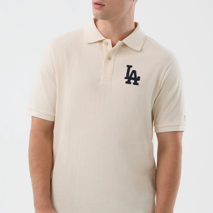 The model is wearing this MLB Rib LA Dodgers Polo T-Shirt in open white. 4