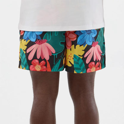 The model is wearing this New Era Floral Swimming Shorts in black. 6