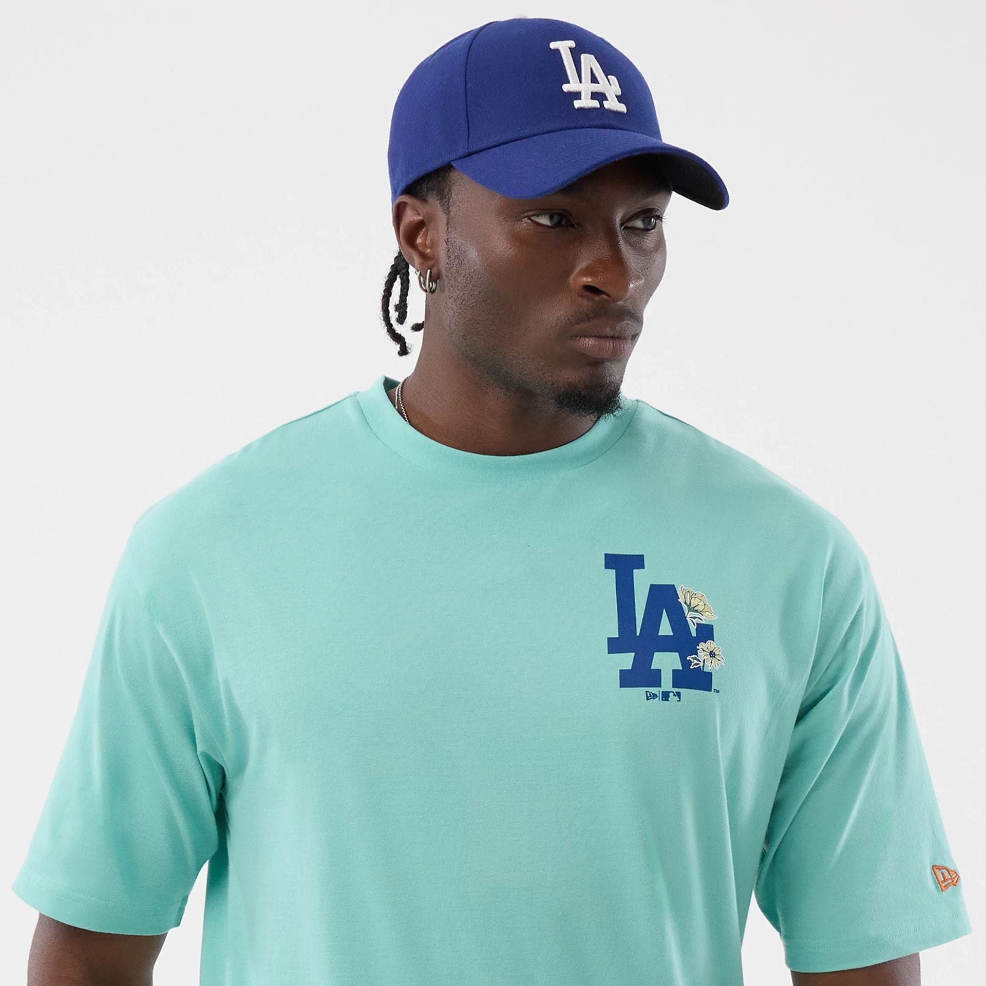 MLB Floral LA Dodgers Pastel Green Oversized T-Shirt | NEC UK