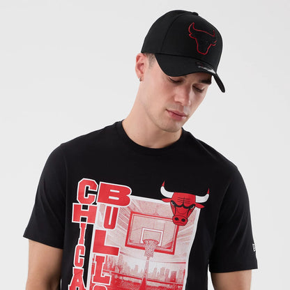The model is wearing this NBA Court Graphic Chicago Bulls T-Shirt in black. 5