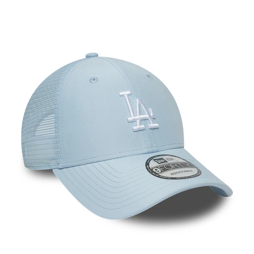 Pictured is this MLB Homefield LA Dodgers 9FORTY Trucker cap in pastel blue. 3