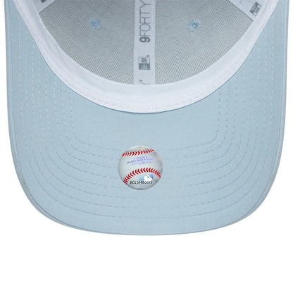 Pictured is this MLB Homefield LA Dodgers 9FORTY Trucker cap in pastel blue. 5