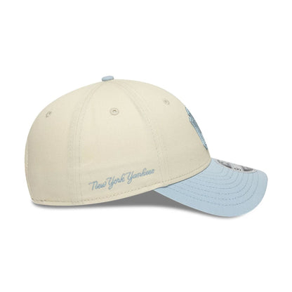 Pictured is this MLB Side Script New York Yankees 9FORTY M-Crown cap in Cream. 5