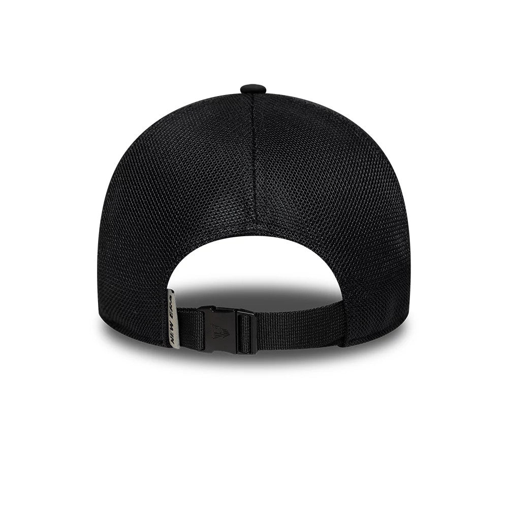 Pictured is this New Era Performance 9FORTY M-Crown A-Frame Trucker cap in black. 4