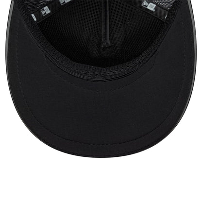 Pictured is this New Era Performance 9FORTY M-Crown A-Frame Trucker cap in black. 5