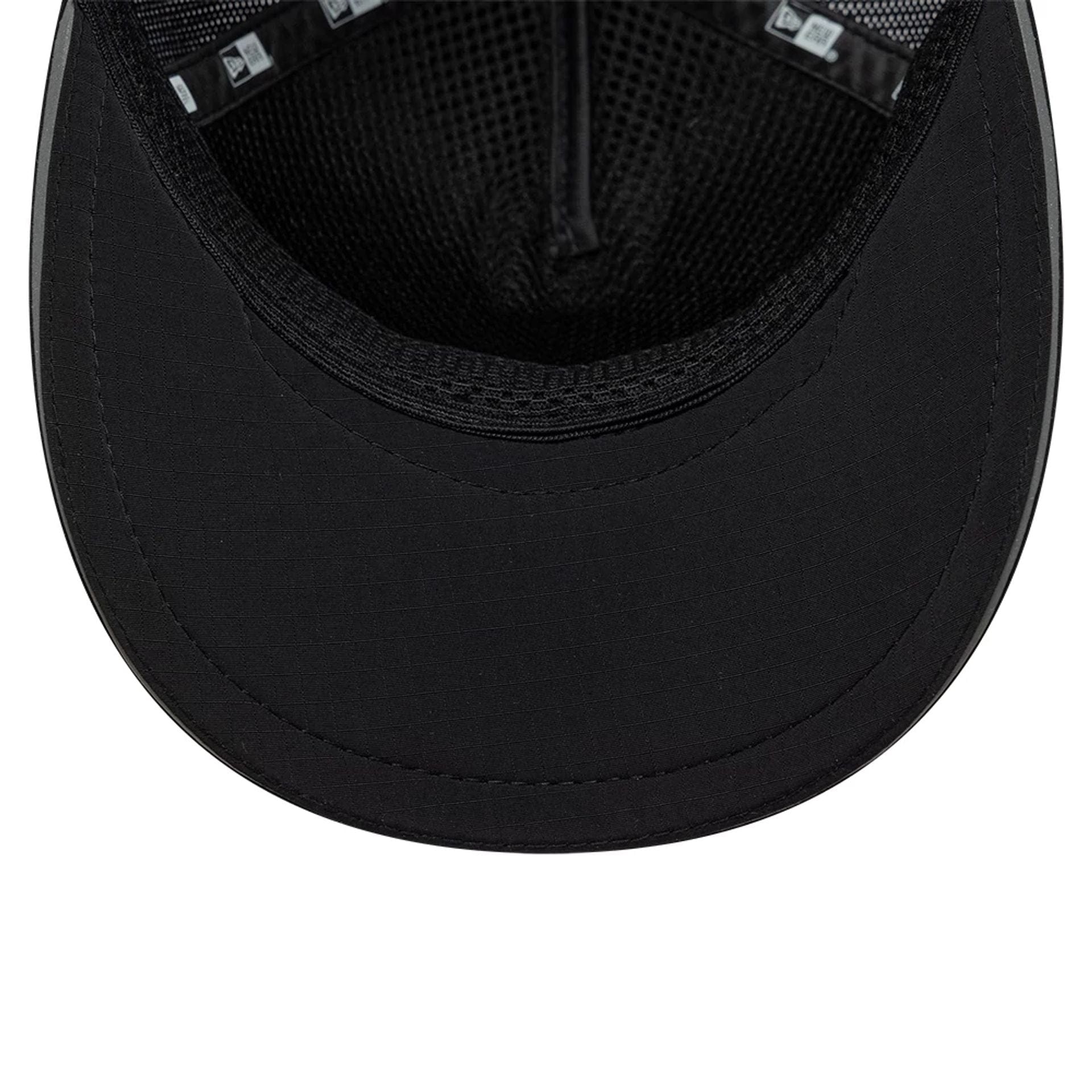 Pictured is this New Era Performance 9FORTY M-Crown A-Frame Trucker cap in black. 5