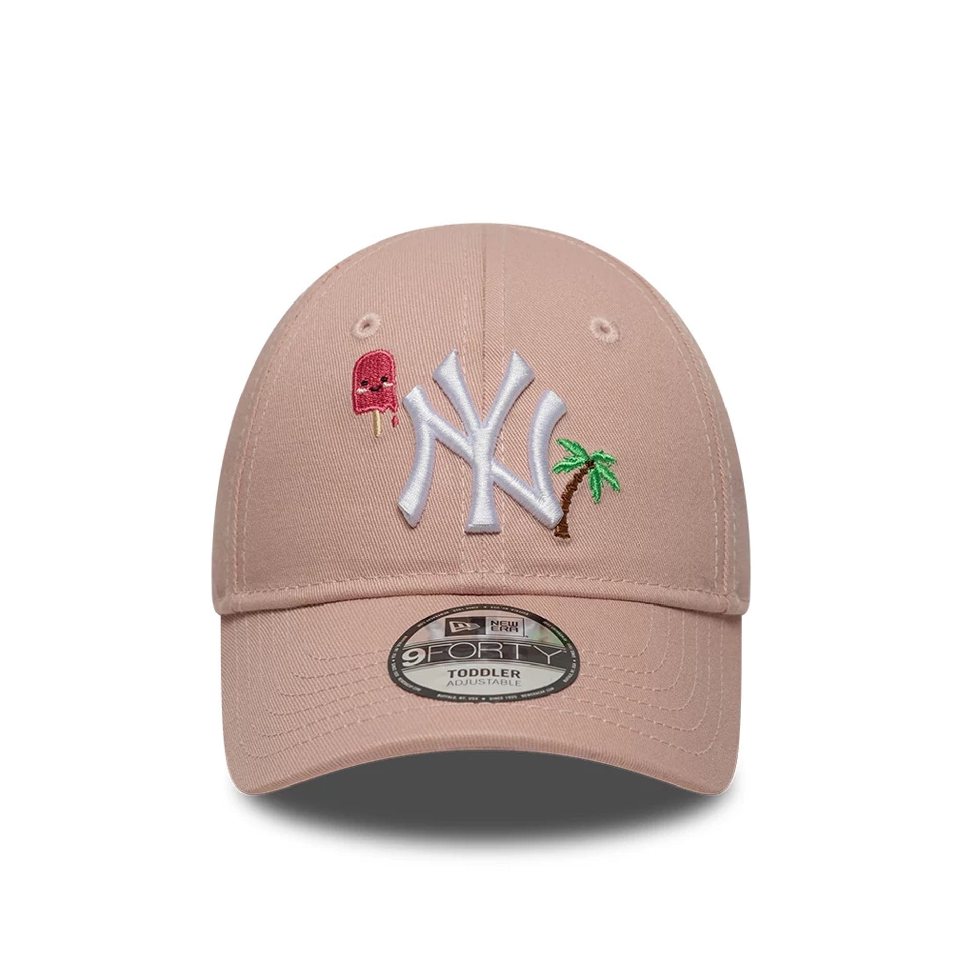 Pictured is this Toddler MLB Summer Icon New York Yankees 9FORTY cap in pastel pink. 2