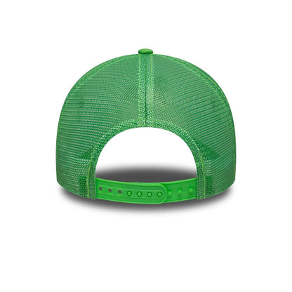 Pictured is this MLB League Essential Athletics 9FORTY A-Frame Trucker cap in open green. 4