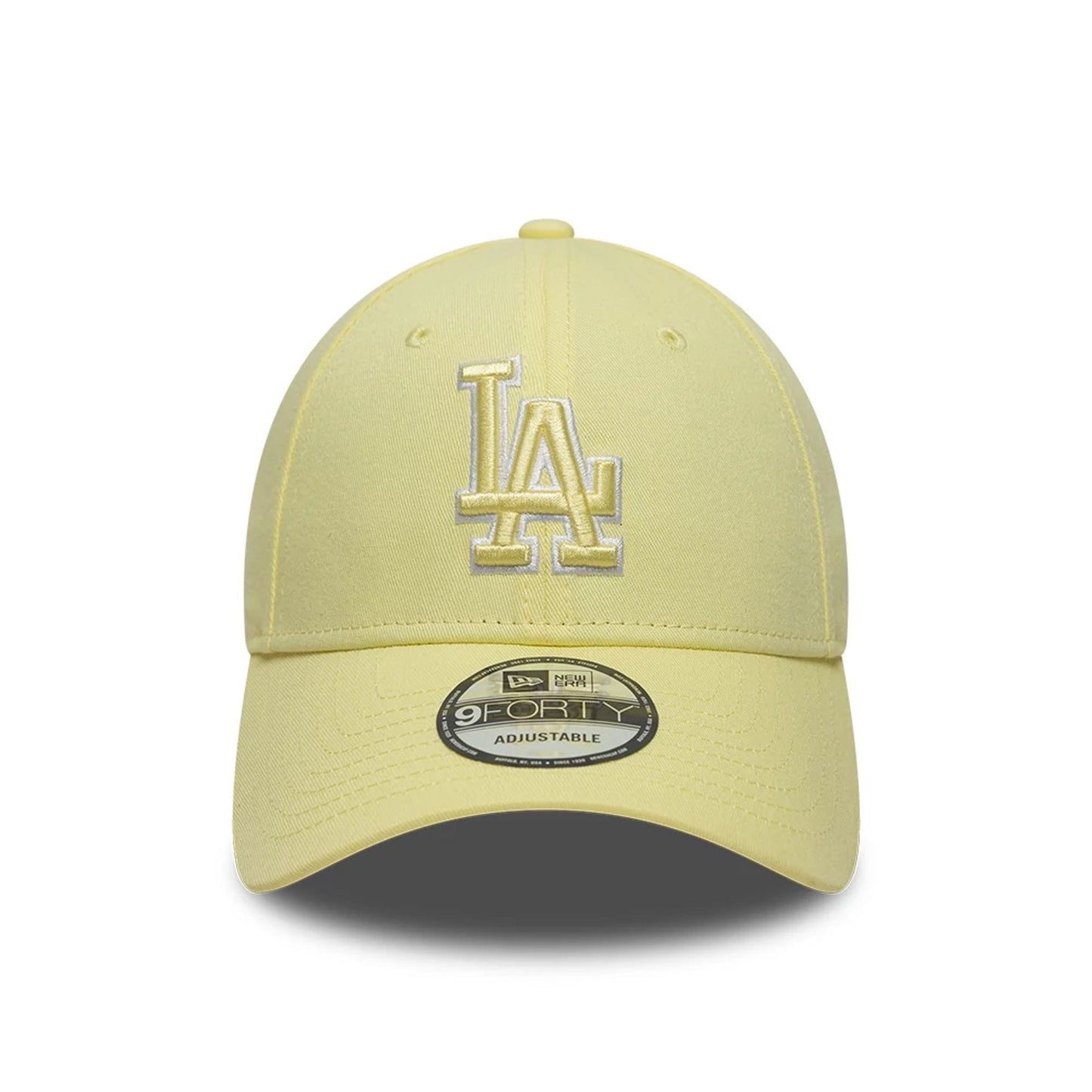 Pictured is this MLB Team Outline LA Dodgers 9FORTY cap in pastel yellow. 2