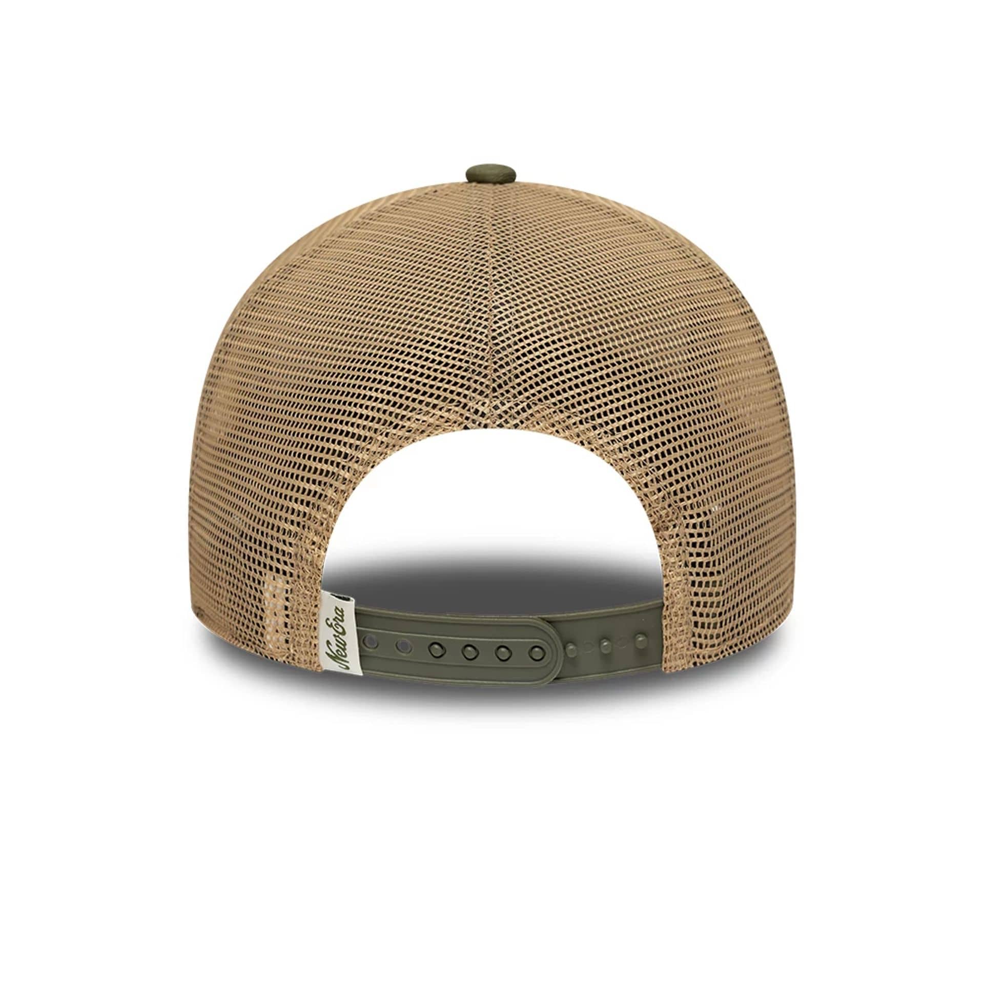 Pictured is this New Era 9FORTY M-Crown A-Frame Trucker cap in Dark Green. 4