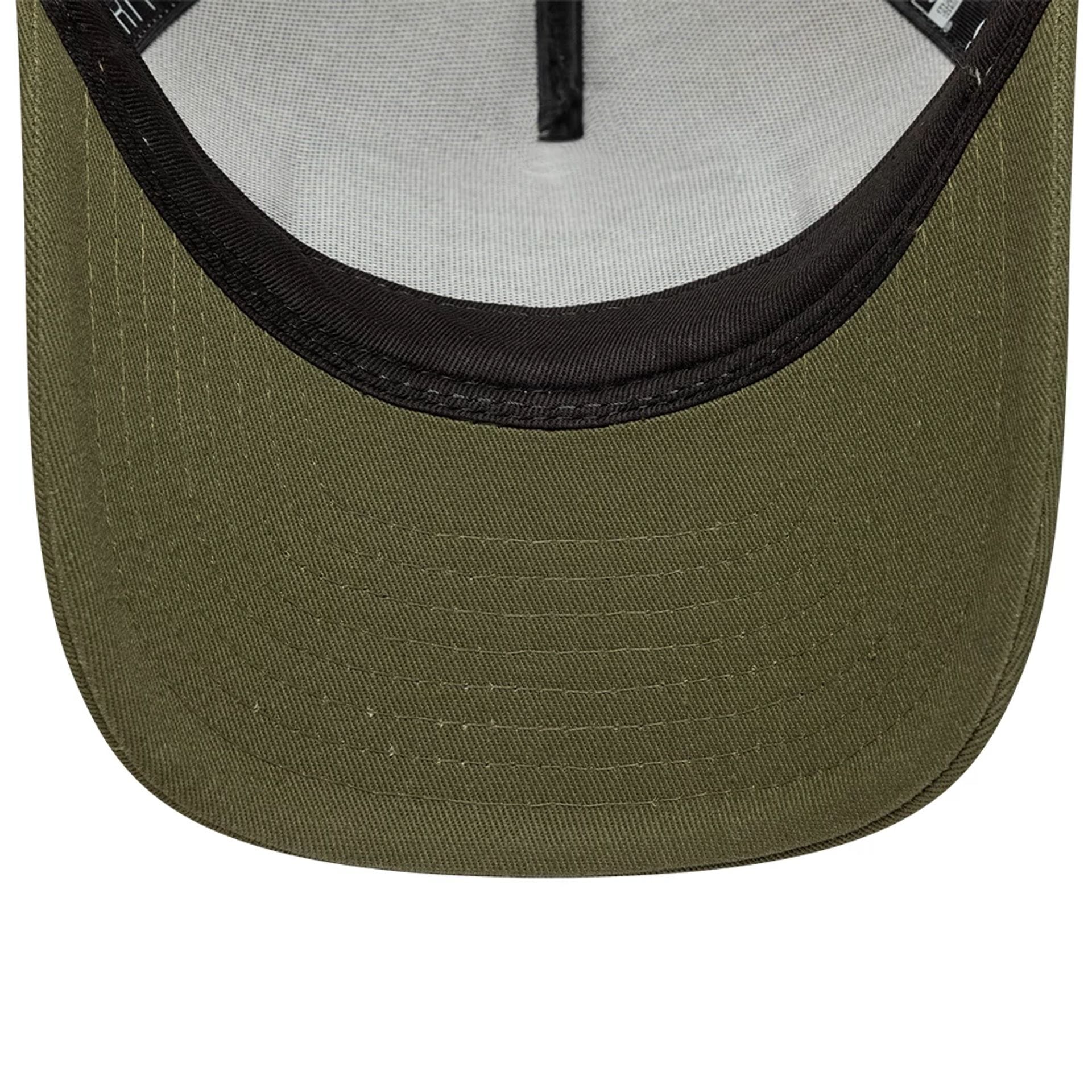 Pictured is this New Era 9FORTY M-Crown A-Frame Trucker cap in Dark Green. 5