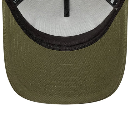 Pictured is this New Era 9FORTY M-Crown A-Frame Trucker cap in Dark Green. 5