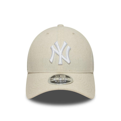 Pictured is this MLB Linen New York Yankees 9FORTY M-Crown cap in Cream. 2