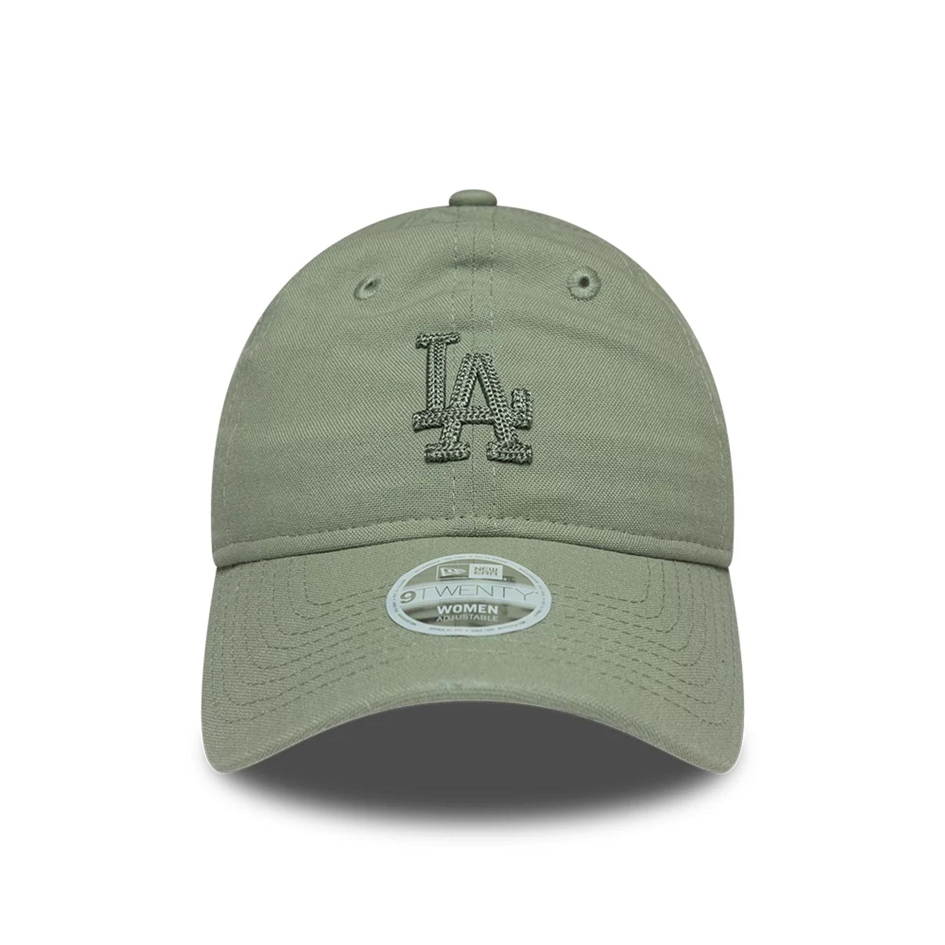 Pictured is this Womens MLB Linen LA Dodgers 9TWENTY cap in pastel green. 2