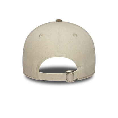 Pictured is this Womens New Era Linen 9TWENTY cap in Beige. 4