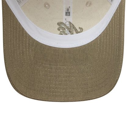 Pictured is this Womens New Era Linen 9TWENTY cap in Beige. 5