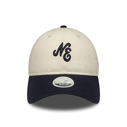 Pictured is this Womens New Era Linen 9TWENTY cap in Navy. 2