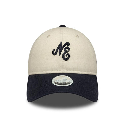 Pictured is this Womens New Era Linen 9TWENTY cap in Navy. 2