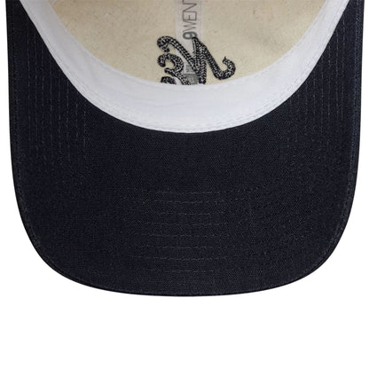 Pictured is this Womens New Era Linen 9TWENTY cap in Navy. 5