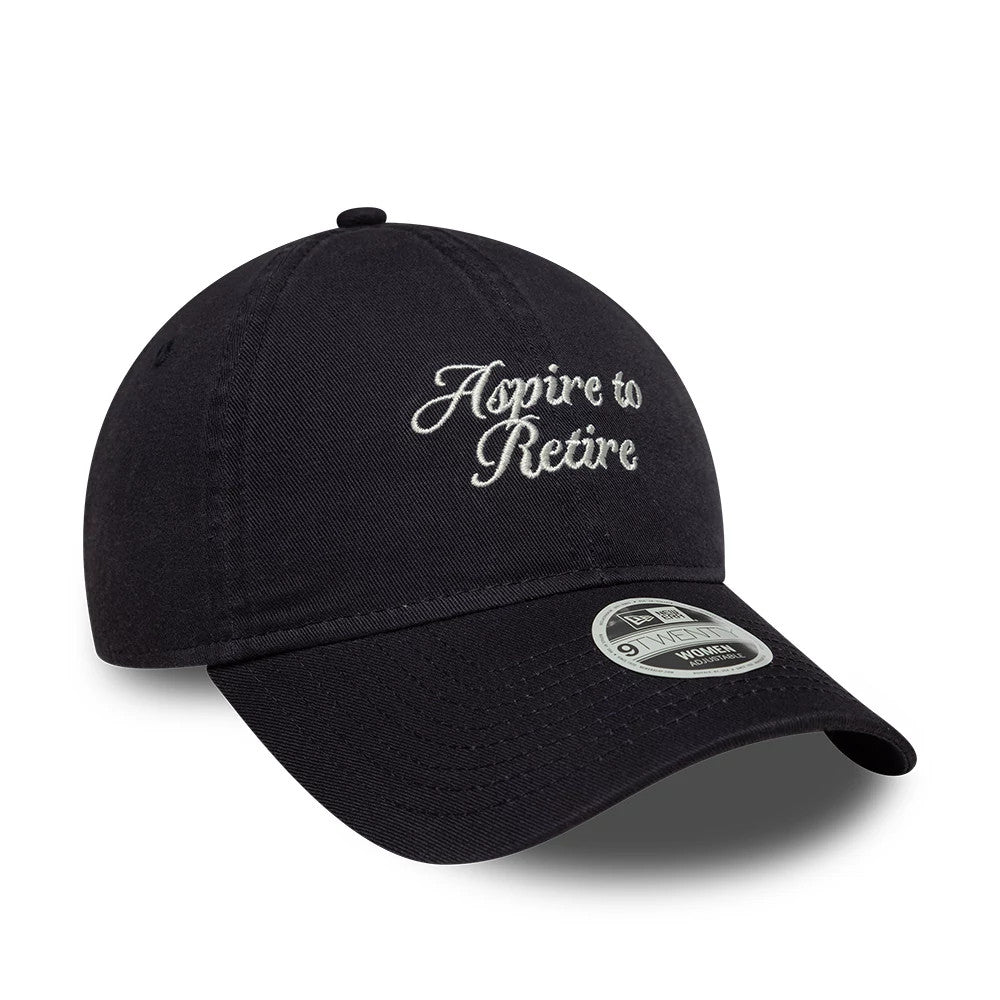 Pictured is this Womens New Era Slogan 9TWENTY cap in navy. 3