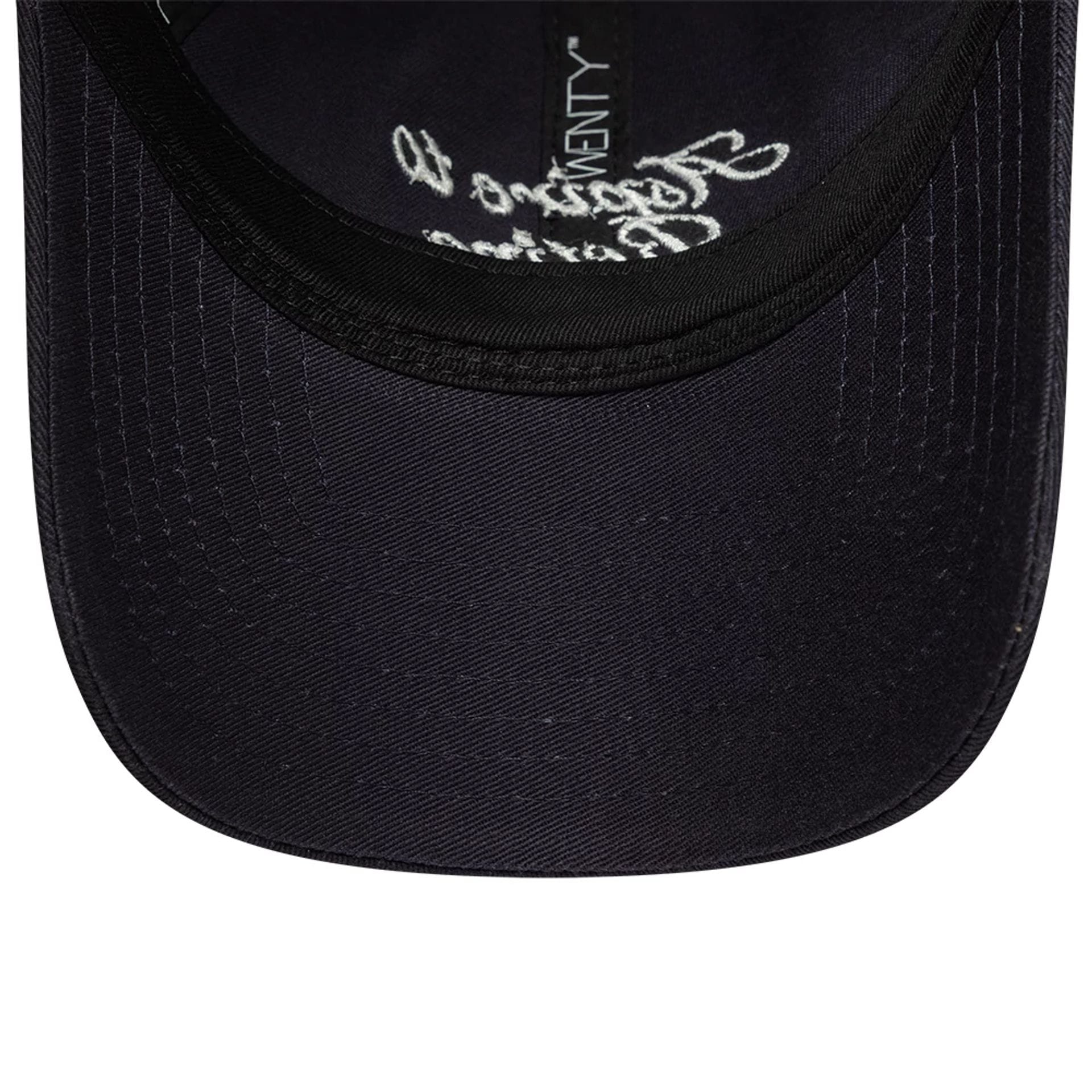 Pictured is this Womens New Era Slogan 9TWENTY cap in navy. 5