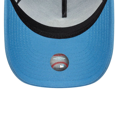 Pictured is this MLB League Essential Youth New York Yankees 9FORTY A-Frame Trucker cap in pastel blue. 5
