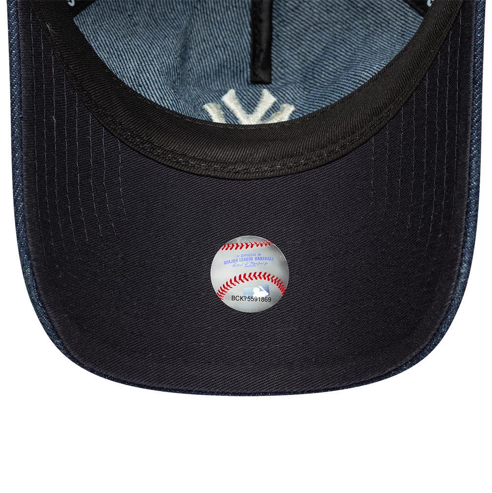 Pictured is this Womens MLB Denim New York Yankees 9TWENTY A-Frame cap in navy. 4