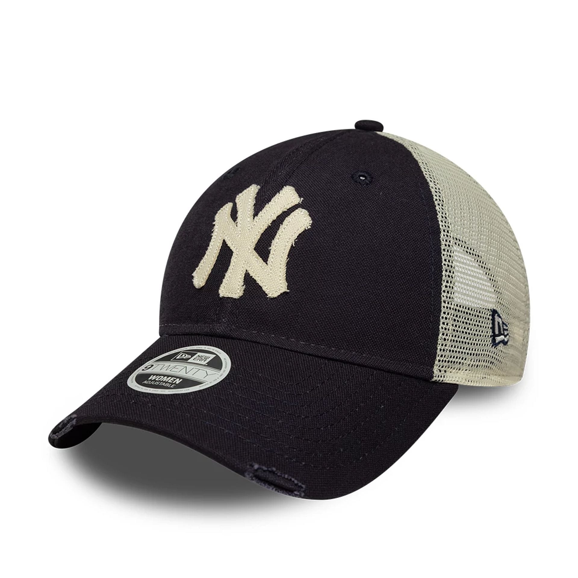 Pictured is this Womens MLB New York Yankees 9TWENTY Trucker cap in navy. 1