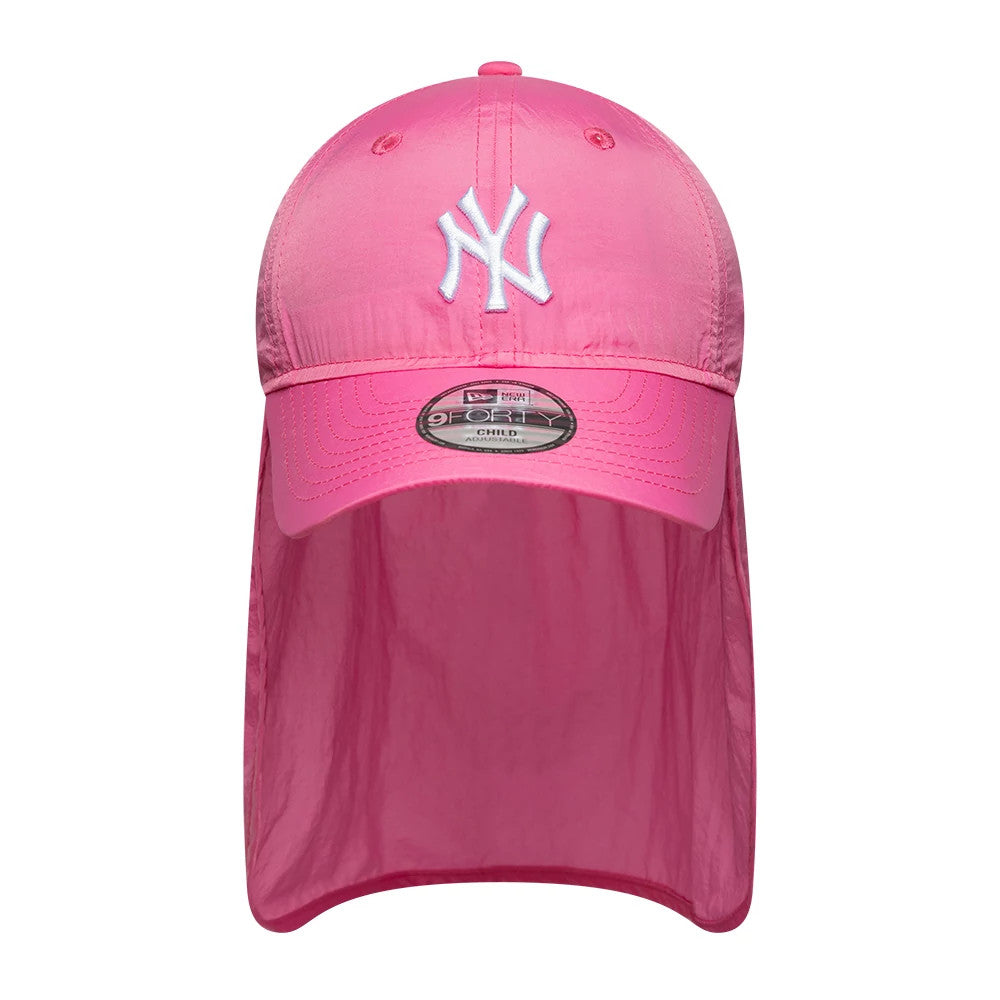 Pictured is this Child MLB Sun Shield New York Yankees 9FORTY cap in pink. 2