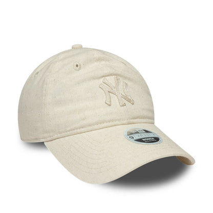 Pictured is this Womens MLB Linen New York Yankees 9TWENTY cap in light beige. 3